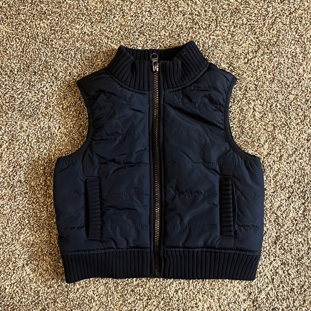 Gymboree Navy Zip Up Vest Double Lined Size 12 to 18 Months